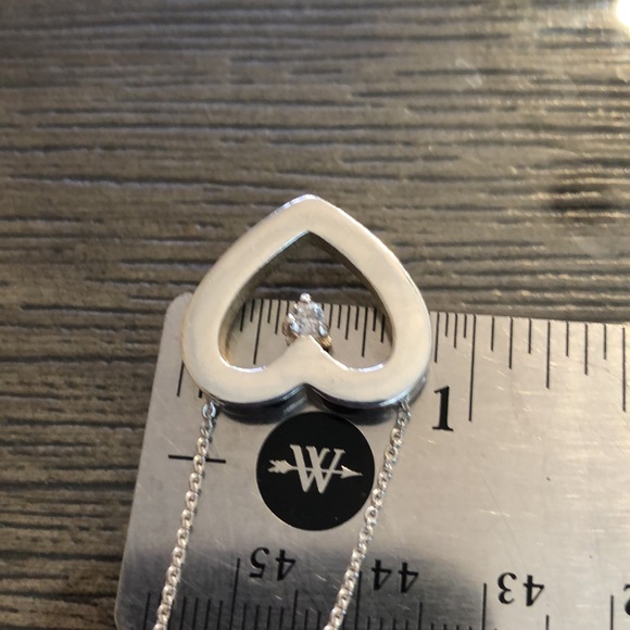 Sterling Silver Heart & CZ necklace 18 1/4” - Picture 10 of 15